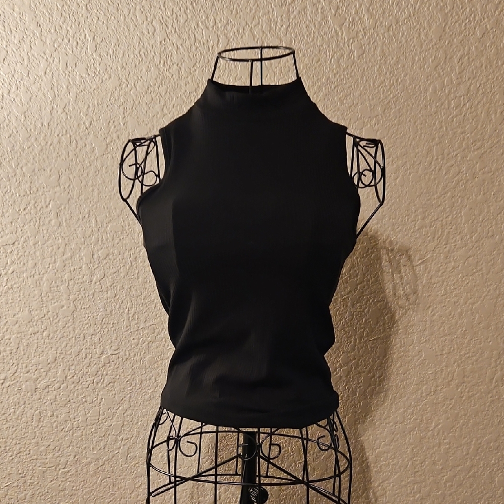 No Boundaries Black Mock Neck Tank Top